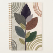 Bohemian Neutral Brown & Green Floral Design 🌿🤎 Planer (Vorderseite)