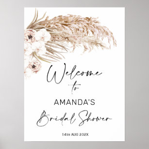 Bohemian Orchard Pampas Bridal Shower Welcome Sign Poster