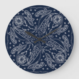 Bohemian-Paisley-Vintage-Druck Große Wanduhr