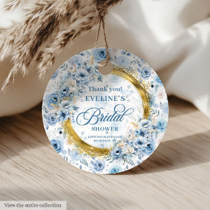 Bohemian Pale Blaue Gold Glitter Blumen Favor Tags Geschenkanhänger