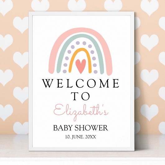 Bohemian Pastel Rainbow Baby Shower for a Girl Poster