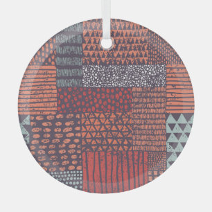 Bohemian Patchwork: Handgezeichnetes nahtloses Des Ornament Aus Glas