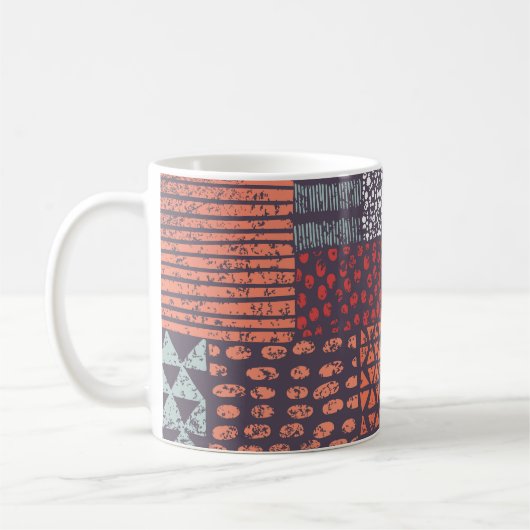 Bohemian Patchwork: nahtloses, handgezeichnetes De Kaffeetasse (Links)