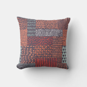 Bohemian Patchwork: nahtloses, handgezeichnetes De Kissen