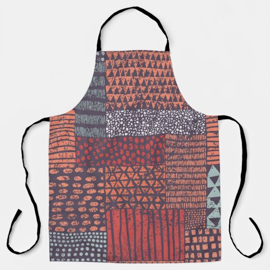 Bohemian Patchwork: nahtloses, handgezeichnetes De Schürze (Vorderseite)