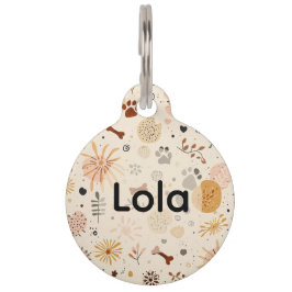 Bohemian Pet ID Tag | Hand-Drawn Paw & Hearts Haustiermarke