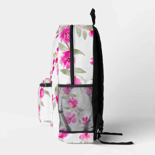 Bohemian pink cherry blossom name floral pattern bedruckter rucksack (Rechts)