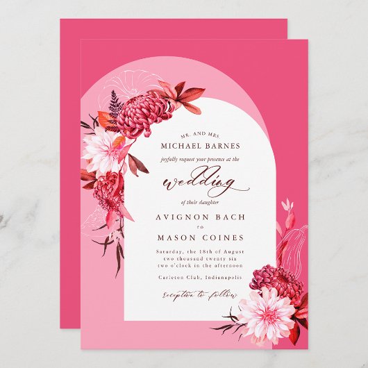 Bohemian Pink Fall Floral Arch Photo Wedding