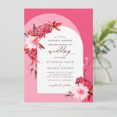 Bohemian Pink Fall Floral Arch Photo Wedding (Stehend Vorderseite)