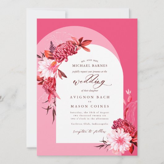 Bohemian Pink Fall Floral Arch Photo Wedding (Vorderseite)