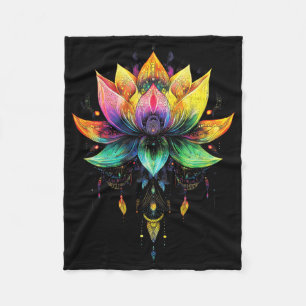 Bohemian Regenbogen-Lotusblume Yoga Mandala Chakra Fleecedecke