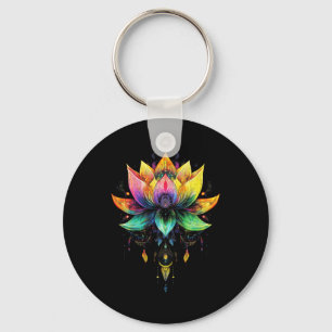 Bohemian Regenbogen-Lotusblume Yoga-Mandala Chakra Schlüsselanhänger