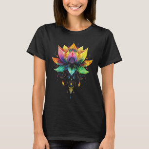 Bohemian Regenbogen-Lotusblume Yoga Mandala Chakra T-Shirt