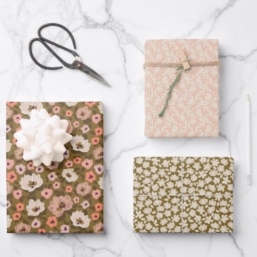 Bohemian romantic floral wedding shower geschenkpapier set (Vorderseite)