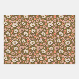Bohemian romantische florale Hochzeitsbrause Geschenkpapier Set
