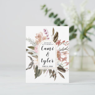 Bohemian-Rosen-Hochzeitseinladung zum Vormerken Postkarte