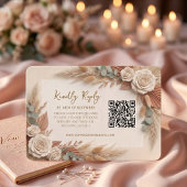 Bohemian Rustic Floral QR Code Wedding RSVP Karte