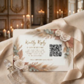Bohemian Rustic Floral QR Code Wedding RSVP Karte