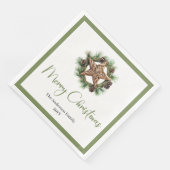 Bohemian Rustic Pine Wreath Holiday Napkins Serviette (Ecke)