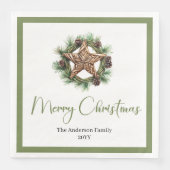 Bohemian Rustic Pine Wreath Holiday Napkins Serviette (Vorderseite)
