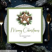 Bohemian Rustic Pine Wreath Holiday Napkins Serviette