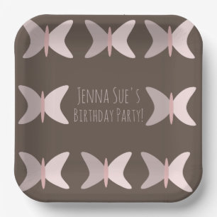 Bohemian Schmetterling Pastell Rosa Geburtstag Pappteller
