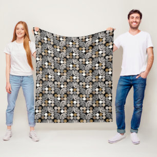 Bohemian Schwarz Grau Fleecedecke