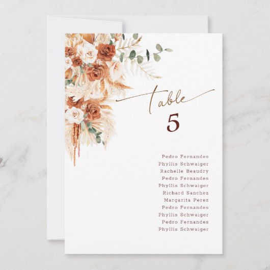 Bohemian Script Hochzeit Tischnummer (Vorderseite)