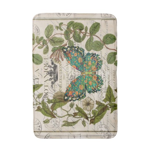 Bohemian-Skripte, französischer Botanischer Schmet Badematte (Vorderseite Vertikal)