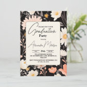 Bohemian Spring Floral Graduation Party Einladung (Stehend Vorderseite)