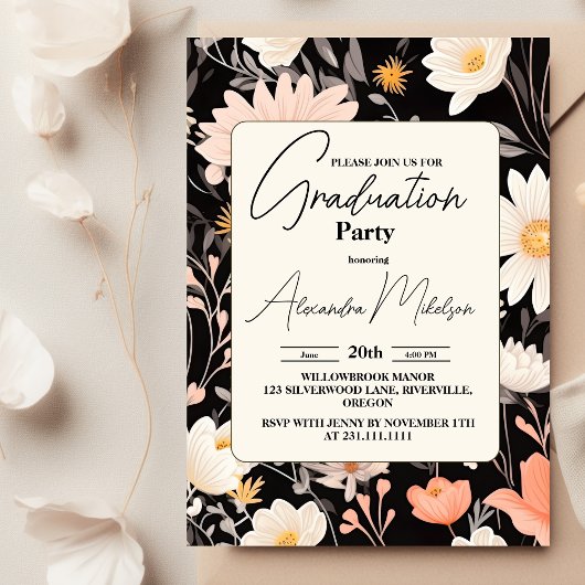 Bohemian Spring Floral Graduation Party Einladung