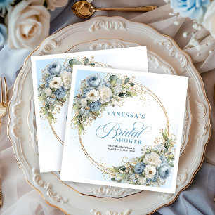 Bohemian staubblaue Blumen gold Rahmen Braut- Serviette
