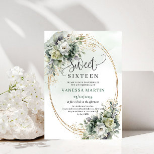 Bohemian Sweet 16 Salbei Grün Eukalyptus Einladung