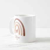 Bohemian Terracotta Aquarell Regenbogenherz Mama Kaffeetasse (Vorderseite Links)