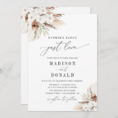 Bohemian Terracotta Pampas Gras Hochzeit Einladung (Vorne/Hinten)