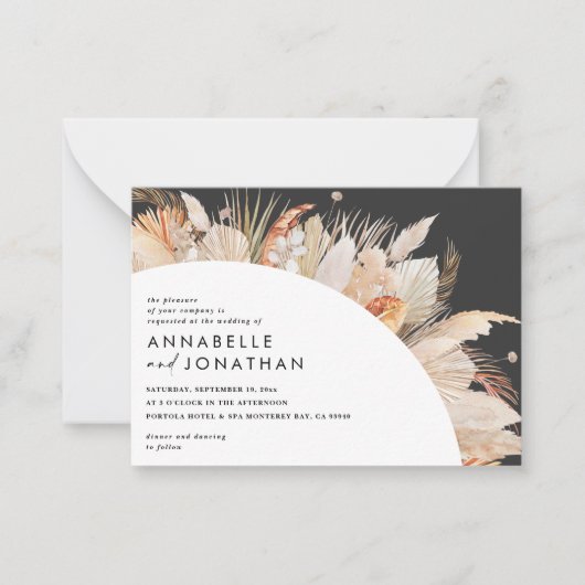 Bohemian Terracotta Pampas Gras Hochzeit ni Mitteilungskarte (Vorderseite)