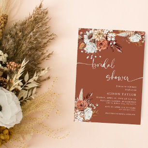 Bohemian Terrakotta-Junggesellinnenabschied Floral Einladung