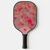Bohemian Tie-dyed Vibrant Pink Monogramed Pickleball Schläger (Rückseite)