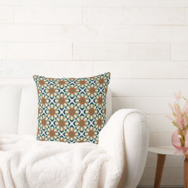 Bohemian Tile-Inspired Fabric with Rust, Teal, and Kissen