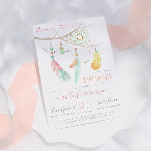 Bohemian Traumfänger Baby Mädchen Babyparty-Einlad Einladung