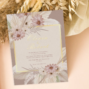 Bohemian-Tropischer Blumenrahmen Hochzeit Folieneinladung
