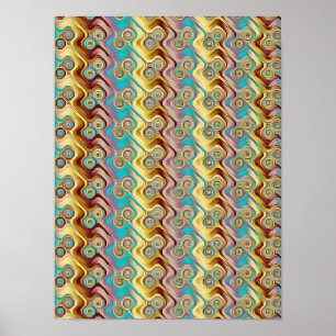 Bohemian Türkis und Gold psychedelische geometrisc Poster