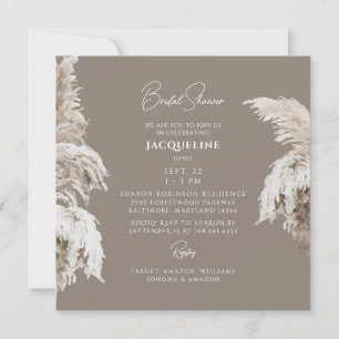 Bohemian üppig Boho neutral quadratisch Brautparty Einladung