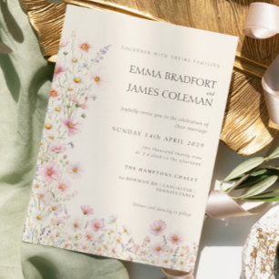 Bohemian Verspielte Wildblumen Hochzeit Einladung