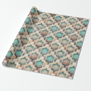 Bohemian Vintage Geometrisches Türkismuster-Wrap Geschenkpapier