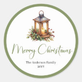 Bohemian Watercolor Christmas Lantern Sticker (Vorderseite)