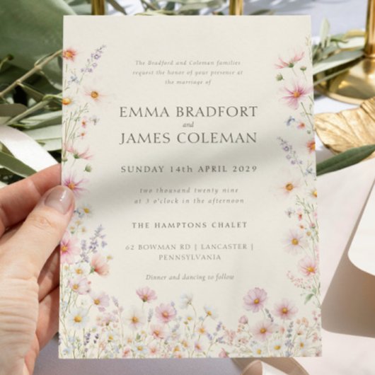 Bohemian Whimsical  Wildflowers Formal Wedding Einladung