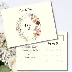 Bohemian Wildblumen Blumen Hochzeit Danke Postkarte