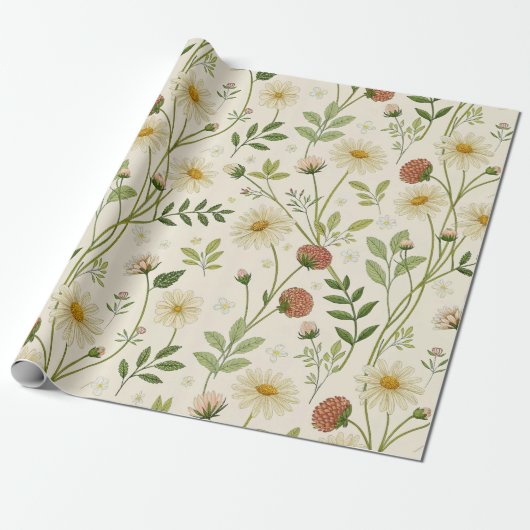 Bohemian Wildflower Vintage Botanical Design Geschenkpapier (Ungerollt)