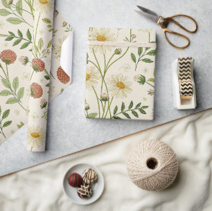 Bohemian Wildflower Vintage Botanisches Design Geschenkpapier